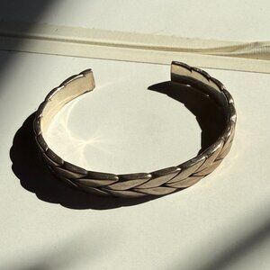 Isabel Marant Sterling Silver Braided Open Cuff Bracelet